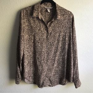 H&M Leopard Print Button Down Blouse | size 10